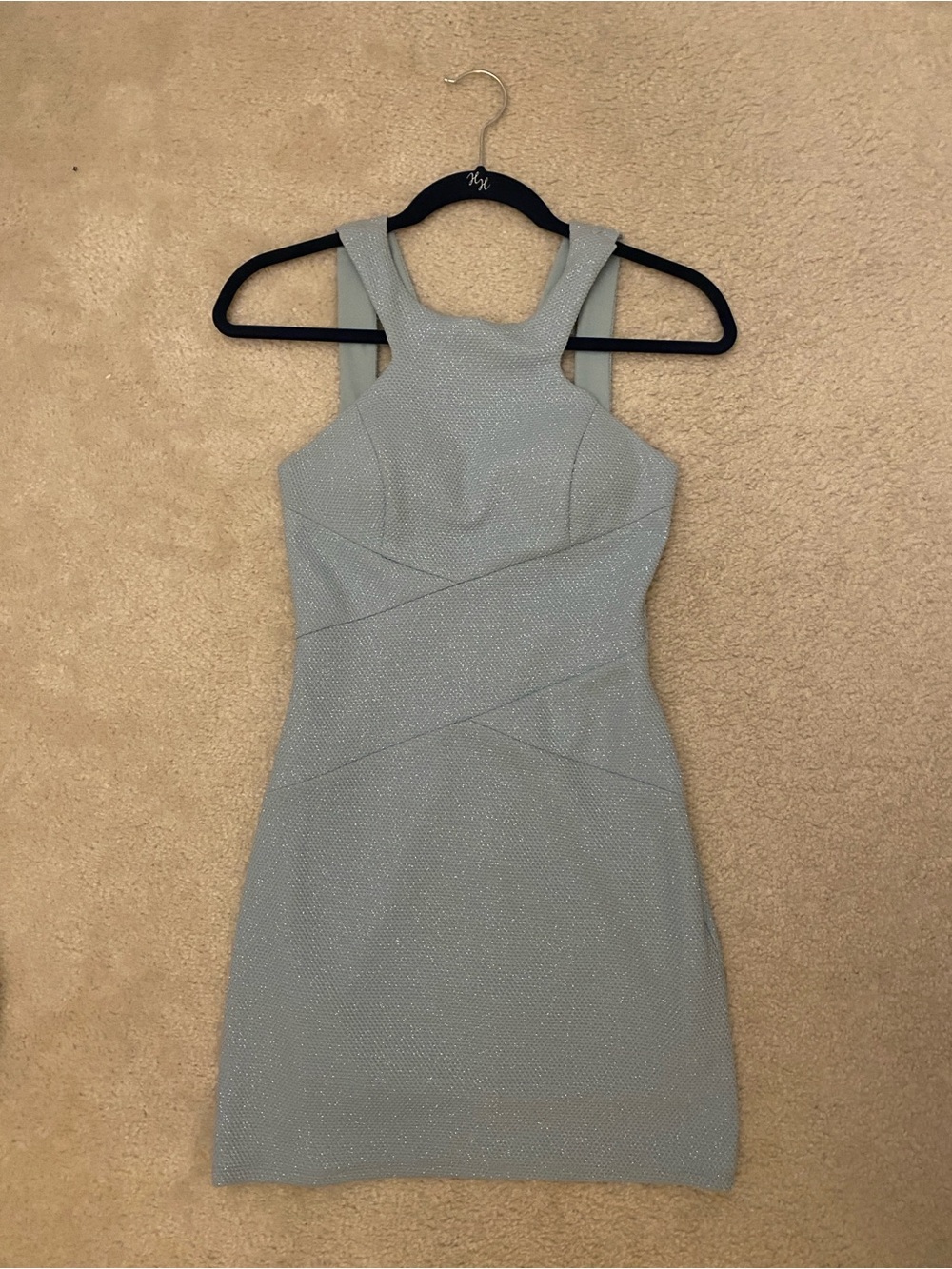 Sleeveless Light Blue Sparkle Bodycon Dress
